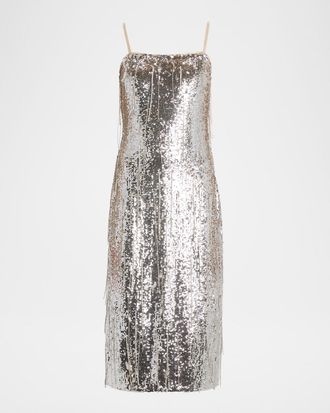 Ramy Brook Annabelle Deep V-Neck Sequin Fringe Mini Dress