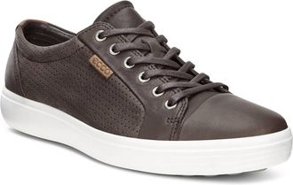 Ecco Mens Soft 7 Perf Tie Shoe In Coffee