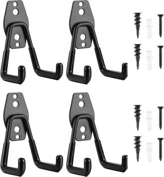 No Brand Estante Para Herramientas Con Ganchos De Pared - Ideal Para Bicicletas, Patinetas, Escaleras, Etc. - Organizaci&oacute;n Del Garaje - Juego De 4 - Negro