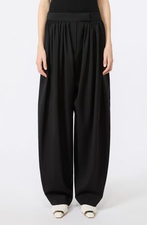 Sportmax Zorro Virgin Wool Wide Leg Pants in Black at Nordstrom, Size 10