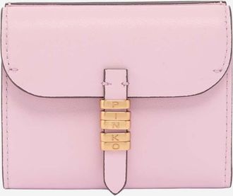 Pinko Womens Leather Wallet With Pinko Lettering Pink & Purses