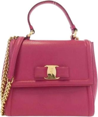 Ferragamo Pre-owned Handbags, female, Pink, Size: ONE SIZE Pre-owned Calf Shoulder Bag