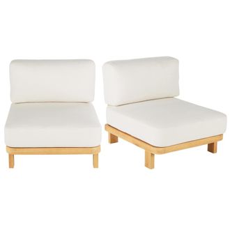 Maisons du monde Set de 2 m&oacute;dulos para Sof&aacute; para hosteler&iacute;a es de exterior de madera de eucalipto y poli&eacute;ster color crudo