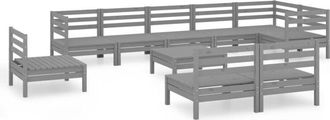 vidaXL Juego De Muebles De Jard&iacute;n 10 Piezas Madera Maciza De Pino Gris Vidaxl