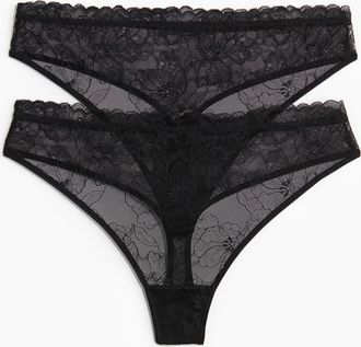 H&M 2er-Pack Tangas aus Spitze - Schwarz