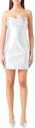 endless rose Metallic Faux Leather Sheath Minidress in Silver at Nordstrom Rack, Size X-Small
