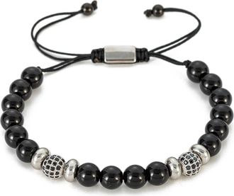 Eye Candy Los Angeles Charles Stretch Beaded Agate Bracelet in Black at Nordstrom Rack