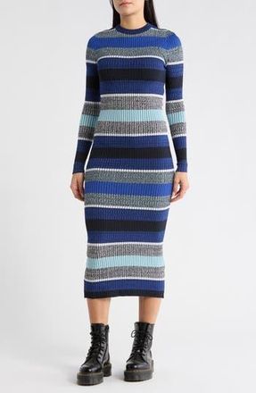 Desigual Stripe Long Sleeve Ribbed Sweater Dress in Dark Blue at Nordstrom Rack, Size X-Small
