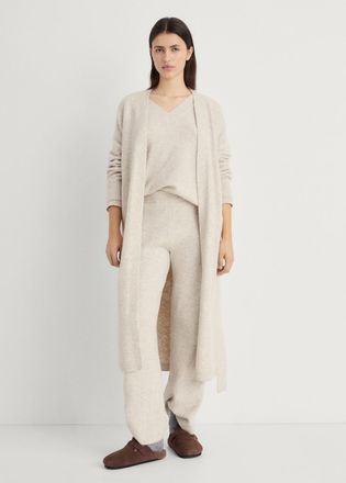 Mango Cardigan lungo in maglia beige - Donna - S - MANGO