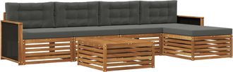 vidaXL Conjunto De Sof&aacute;s De Exterior 6 Uds. Natural Y Antracita Vidaxl