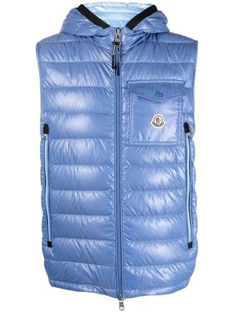Moncler logo-patch padded gilet - Blue