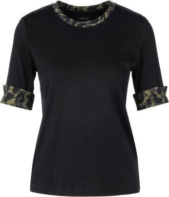 Marc Cain Tops, Dames, Zwart, L, Katoen, Cube Print Jersey Shirt