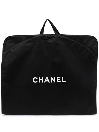Chanel logo print garment cover bag - Black