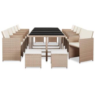 vidaXL Furniture Limited - Set Comedor De Jard&iacute;n 15 Piezas Y Cojines