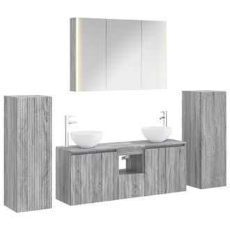 vidaXL Juego De Muebles De Ba&ntilde;o 6 Pcs Sonoma Gris Vidaxl