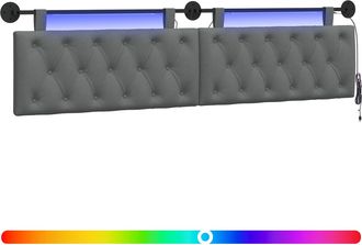 vidaXL Cabecero Colgante Con Luz Led Gris Oscuro Tela Vidaxl