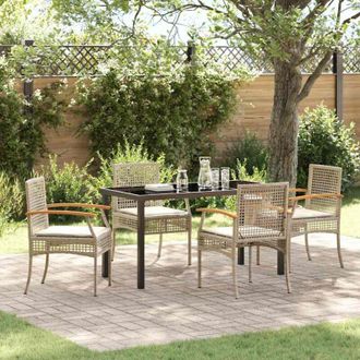 vidaXL Vidaxl - Conjunto De Comedor De Jard&iacute;n 5 Pcs Beige Rat&aacute;n Sint&eacute;tico