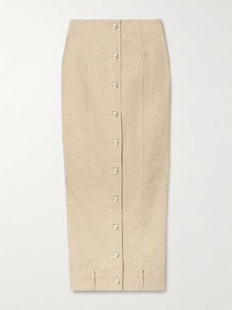 Cult Gaia Gonna Midi In Twill Di Misto Cotone E Lino Lua - Neutri