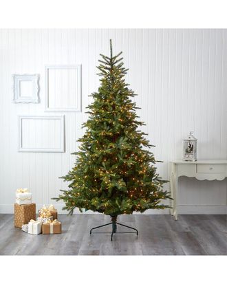 Nearly Natural 8Ft. North Carolina Spruce Artificial Christmas Tree With 650 Clear Lights And 1303 Bendable Branches