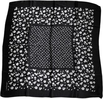 Dolce & Gabbana Womens Floral Silk Scarf - Black - One Size