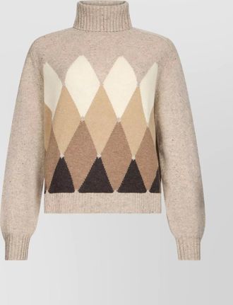 Ballantyne turtleneck argyle knit pullover with long sleeves