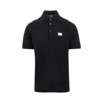 Dolce & Gabbana Piquet polo shirt with logo plate Man 46
