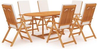 vidaXL Comedor De Jard&iacute;n 7 Piezas Con Cojines Madera Maciza De Teca Vidaxl