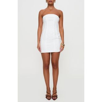 Princess Polly Bertrand Flower Embroidered Strapless Minidress in White at Nordstrom Rack, Size 12
