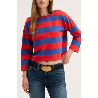 Madewell The Rugby Club Cotton Boat Neck Long Sleeve T-Shirt in Bold Even Stripe at Nordstrom, Size Xx-Large