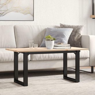 vidaXL Mesa De Centro Marco O Madera Maciza Pino Y Acero 100x50x45 Cm Vidaxl