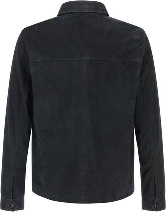 Pal Zileri Mens Blue Leather Jacket Clothing