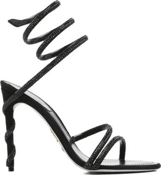 Rene Caovilla Cleo Sandal - Dames - Sandalen met hakken - Zwart - 36 1/2 EU - Leer - Schoenen