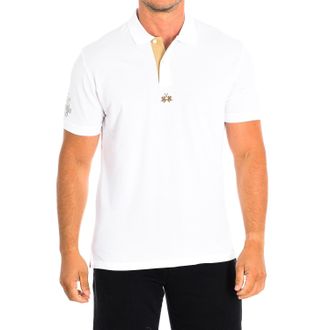 La Martina La Martina Mens Short Sleeve Polo TMPE60-PK097 man - White Cotton - Size Medium