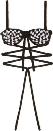 Alanui check-pattern crochet bra - women - Wool - XS/S - Black