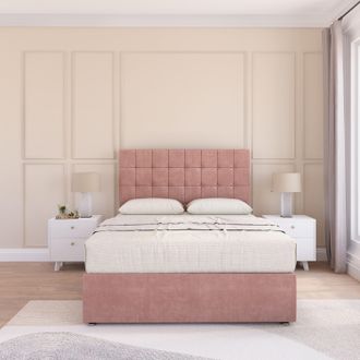 Sloomy Alabama Plush Bed Set With No Drawers Mattress & 26 Headboard in Pink | Size: Small Single