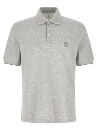 Brunello Cucinelli Gray Cotton Polo Mens Shirt