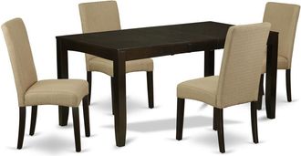 East West Furniture Dining Room Set Cappuccino, LYDR5-CAP-03