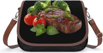 Generic Steak Pattern Crossbody Bags for Women Shoulder Messenger Bag Purse Handbags