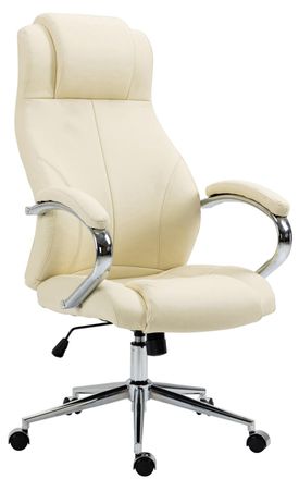 Clp Silla de oficina giratoria regulable en Cuero aut&eacute;ntico Crema