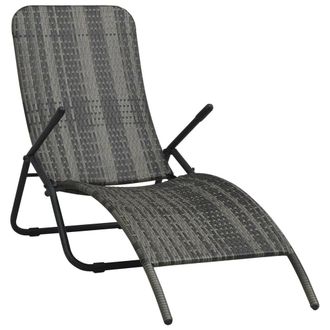 Berkfield Home Folding Sun Lounger Poly Rattan Grey