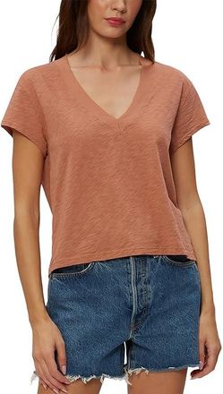 Michael Stars Harlan Cropped V-Neck T-Shirts Womens Clothing Terra (US 0-12), Cotton