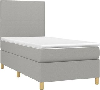 vidaXL Vidaxl - Cama Box Spring Colch&oacute;n Y Luces Led Tela Gris Claro 90x190 Cm