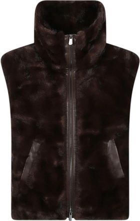 Pinko Glossinia Faux Fur Vest - Dames - Bodywarmers - Bruin - S - Jassen