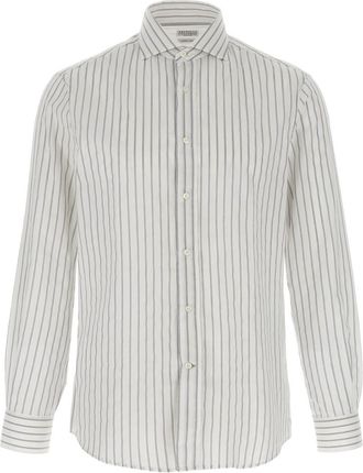 Brunello Cucinelli White Striped canvas shirt