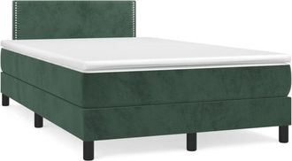 vidaXL Cama Box Spring Con Colch&oacute;n Terciopelo Verde Oscuro 120x190 Cm Vidaxl