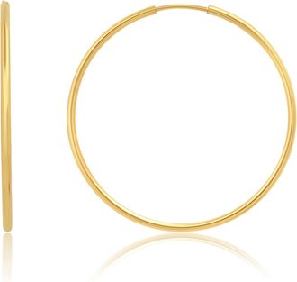 MAX + STONE 14k Yellow Gold 1.5mm Tube Flex Continuous Hoop Earrings 10MM-33MM