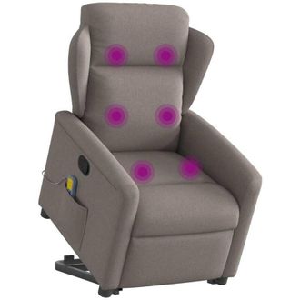 vidaXL Sill&oacute;n Reclinable De Masaje Elevable Tela Gris Taup&eacute; Vidaxl