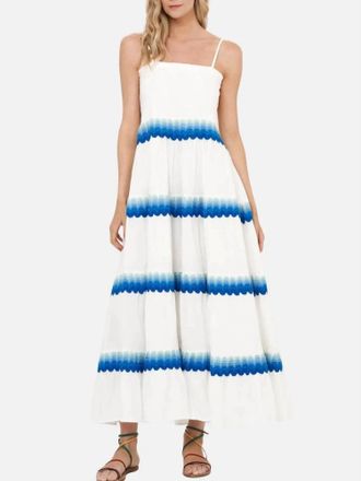 Oliphant Smocked Back Maxi Dress In Pacifica Blue