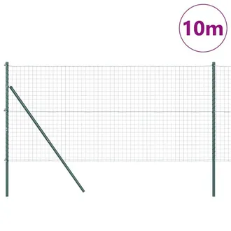 Berkfield Home Green Euro Fence with 7 Posts 1.4x10 m Galvanised Steel Green