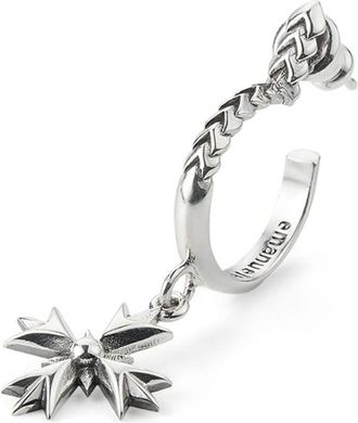 Emanuele Bicocchi Crest hoop earring - unisex - Sterling Silver - One Size